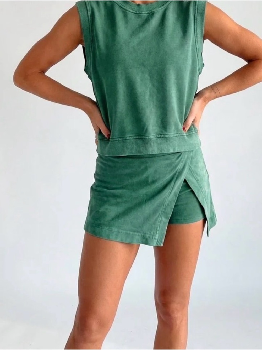 Forest Green Tank Top and Skirt Set